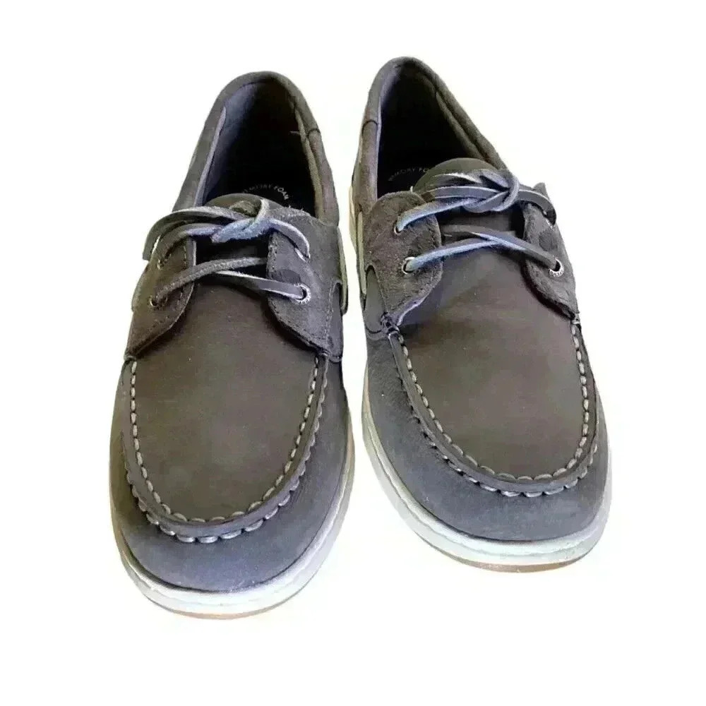 Sperry Coastfish 2Eye Cheetah Leather Women 12 M Lace Up Boat Shoes Gray NEW